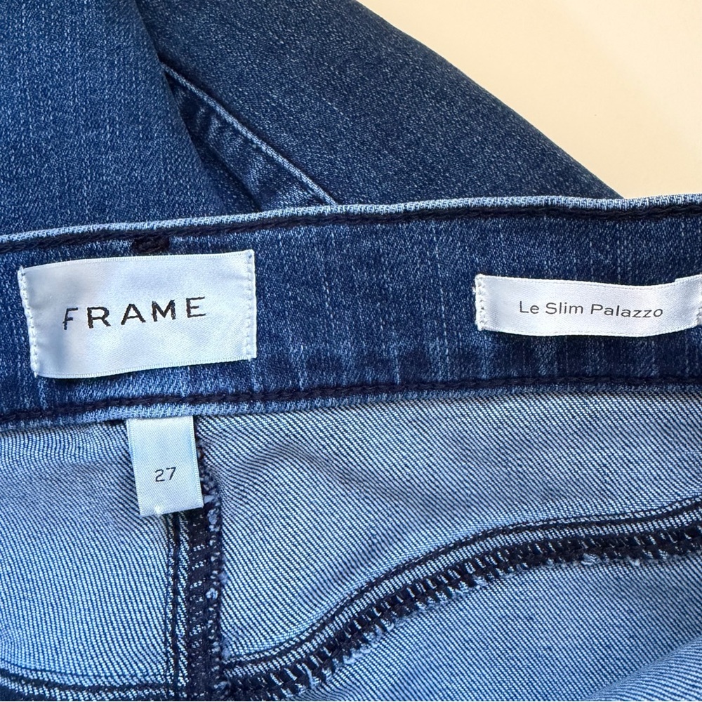 Frame Le Slim Palazzo Jeans Wide Leg High Rise Blue Denim Size 27 - Picture 4 of 11